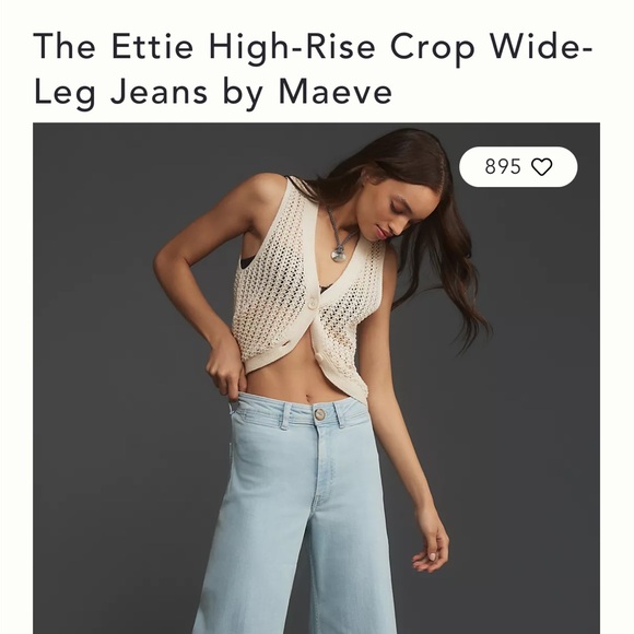 The Ettie High-Rise Crop Wide-Leg Jeans by Maeve - New with Tag - Light Denim - Picture 8 of 8